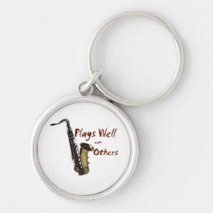 Plays Well Saxophone Key Ring