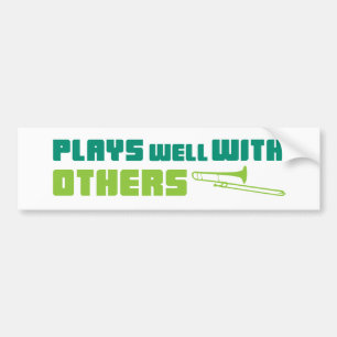 Plays Well with Others - Trombone Bumper Sticker