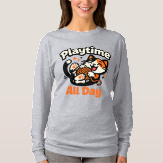 Playtime All Day – Happy Cat & Yarn Ball T-Shirt