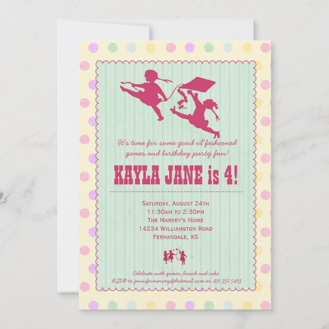 Playtime Fun Vintage Party Invitation - Girl (Front)