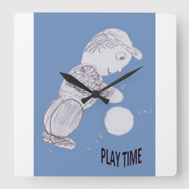 Playtime Square Wall Clock (Front)