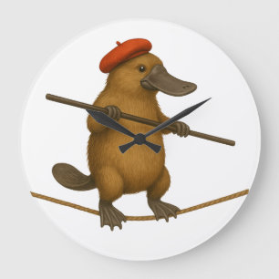 Playtpus on a tightrope large clock