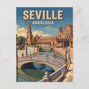 Plaza de España tiled bridge Seville Spain Postcard