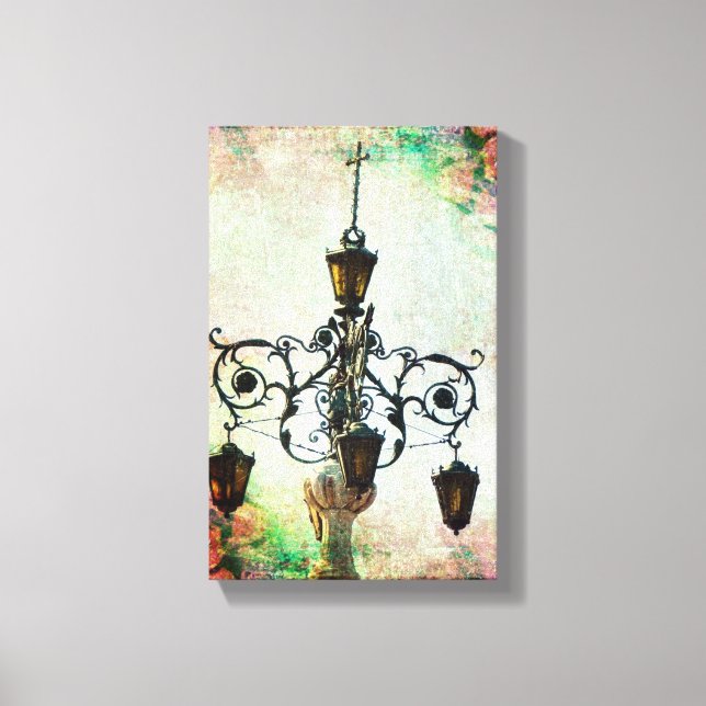 Plaza Light Floral Grunge Canvas Print (Front)
