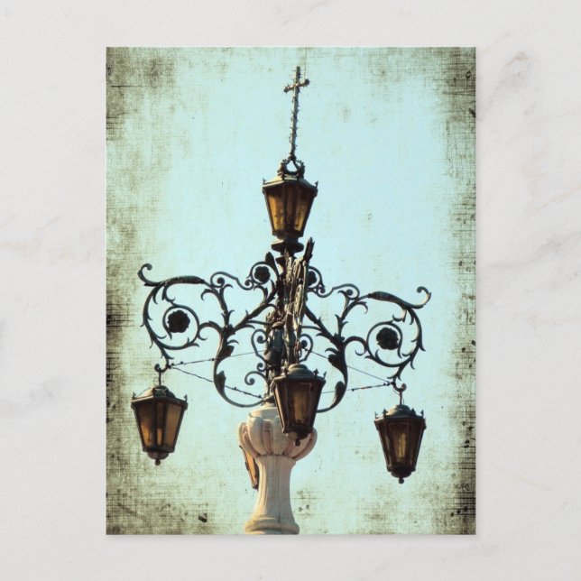 Plaza Light Music Notes Grunge Postcard (Front)