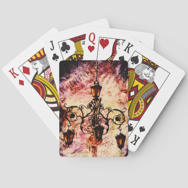 Plaza Light Pink Grunge Playing Cards (Back)