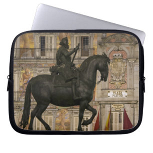 Plaza Mayor with statue of Filipe III, Madrid, Laptop Sleeve