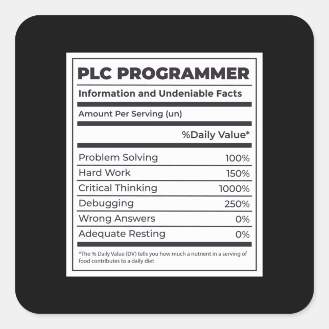 PLC Programmer Funny Programming Facts Square Sticker (Front)