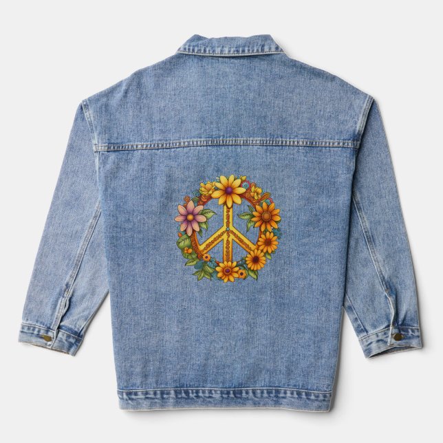 Pleace sign bloom harmony denim jacket (Back)