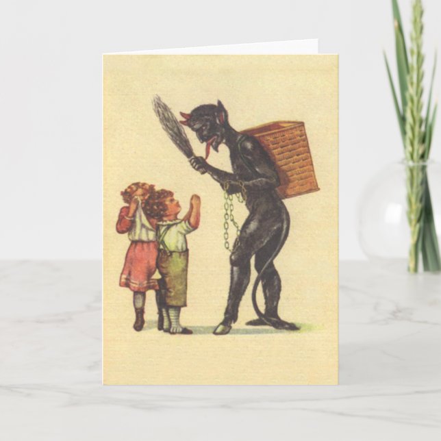 Pleading With Krampus Holiday Card (Front)