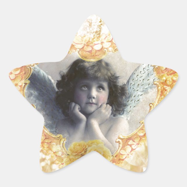 Pleasance - Angel in a Yellow Heart Star Sticker (Front)