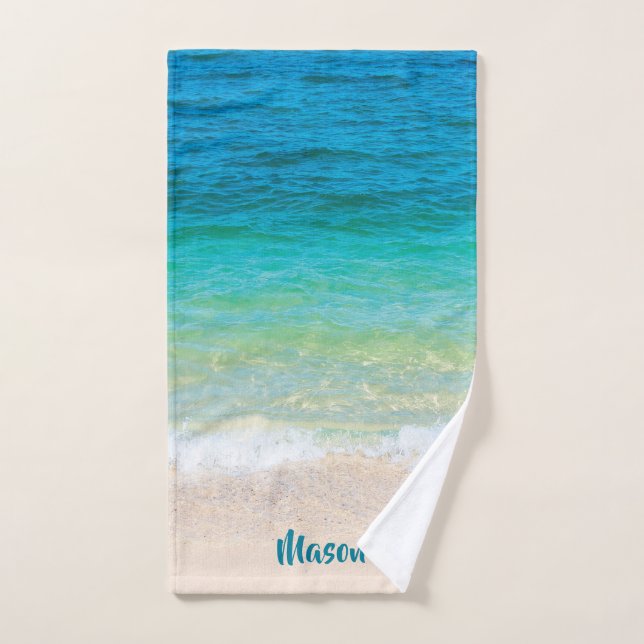 Pleasant Beach (with personalised name) Hand Towel (Hand Towel)