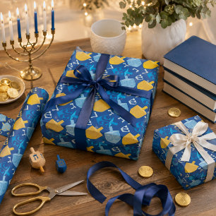 Pleasant Dreidel Hanukkah Wrapping Paper