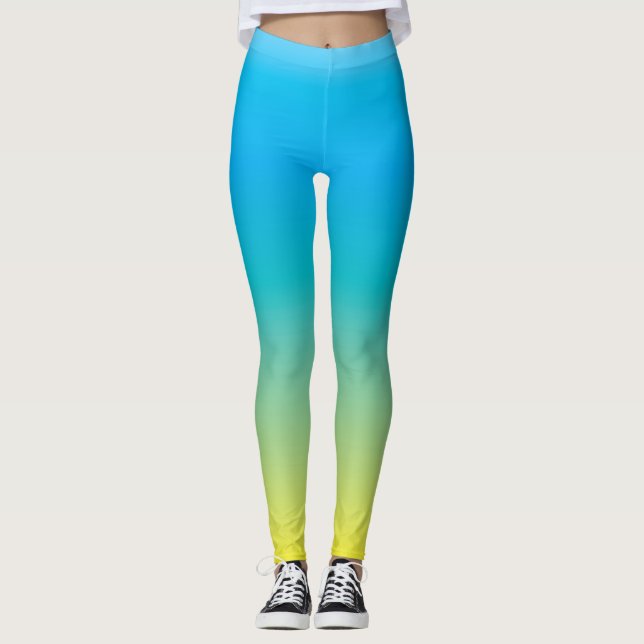 Pleasant Mood (green blue yellow gradient colour) Leggings (Front)