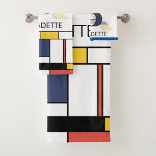 Pleasant Neoplasticism Art Monogram. Letter B Bath Towel Set