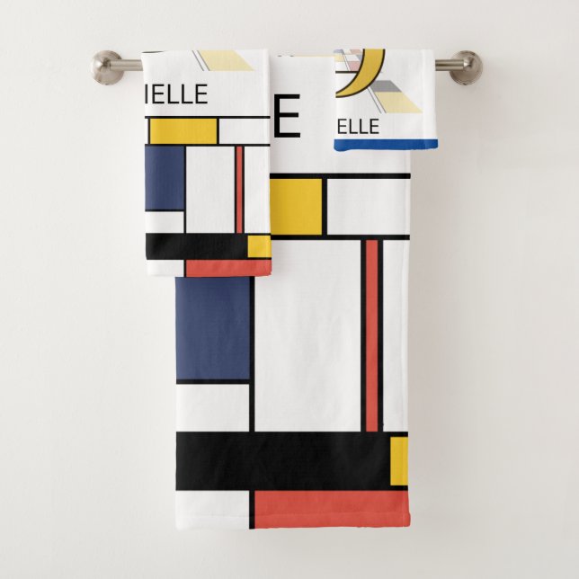 Pleasant Neoplasticism Art Monogram. Letter D Bath Towel Set (Insitu)