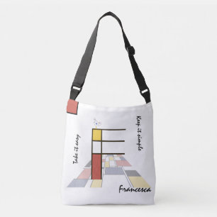 Pleasant Neoplasticism Art Monogram. Letter F Crossbody Bag