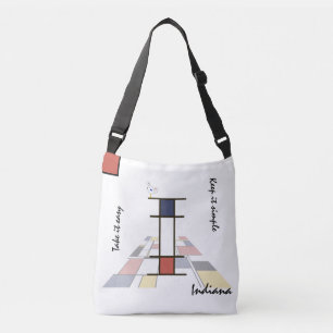 Pleasant Neoplasticism Art Monogram. Letter I Crossbody Bag
