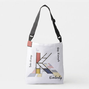 Pleasant Neoplasticism Art Monogram. Letter K Crossbody Bag