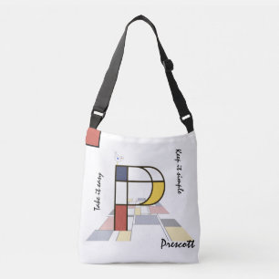 Pleasant Neoplasticism Art Monogram. Letter P Crossbody Bag