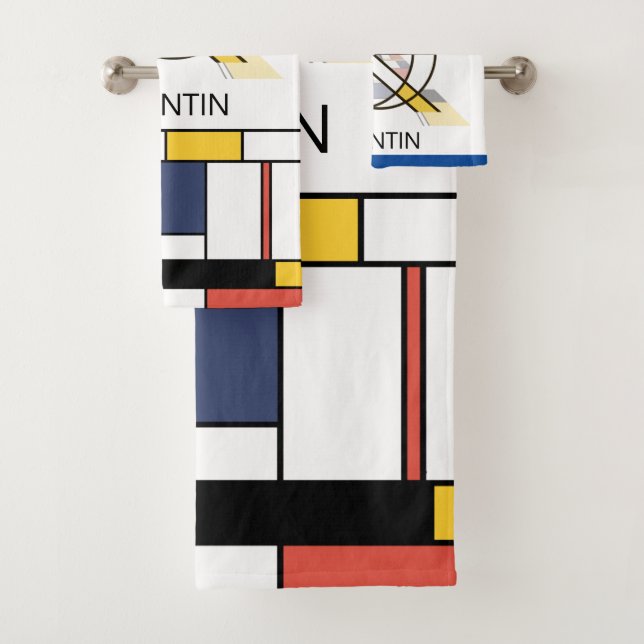 Pleasant Neoplasticism Art Monogram. Letter Q Bath Towel Set (Insitu)