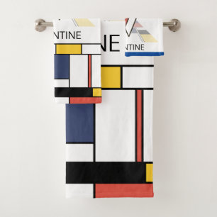 Pleasant Neoplasticism Art Monogram. Letter V Bath Towel Set