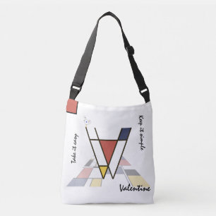 Pleasant Neoplasticism Art Monogram. Letter V Crossbody Bag