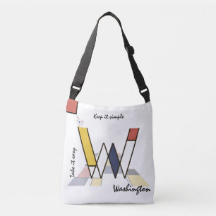 Pleasant Neoplasticism Art Monogram. Letter W Crossbody Bag