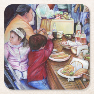 Pleasant Picnic, Mexico Square Paper Coaster
