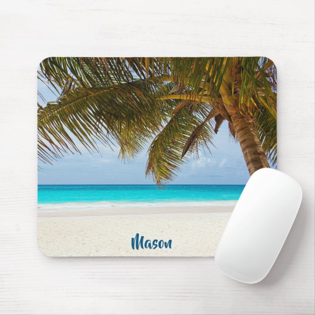Pleasant Tropical Beach (with personalised name) Mouse Pad (With Mouse)