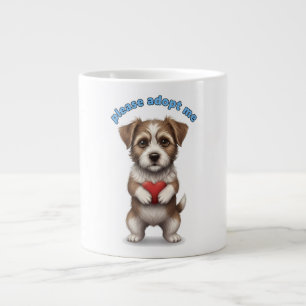 Please Adopt Me – Cute Rescue Dog Illustration wit Large Coffee Mug
