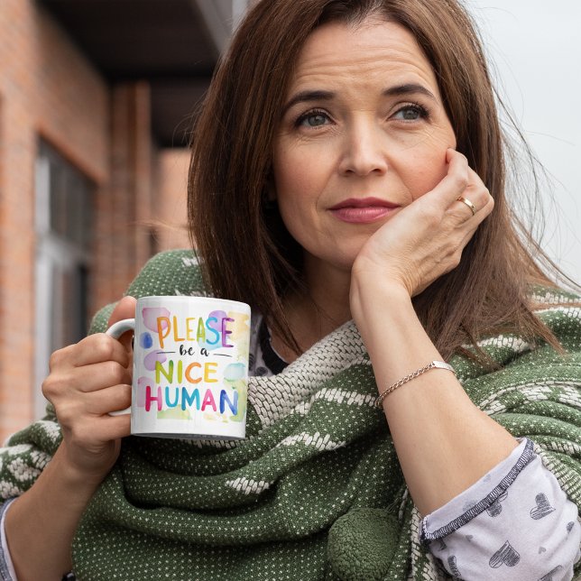 Please Be A Nice Human Mug (Encourage kindness with this colorful, "Please be a nice human" mug! )