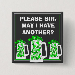 Please Beer Me, Mugs o' Shamrocks 15 Cm Square Badge