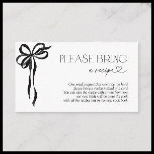 Please Bring A Recipe Black Bow Enclosure Card