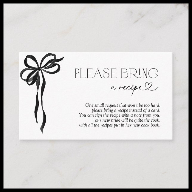 Please Bring A Recipe Black Bow Enclosure Card (Creator Uploaded)