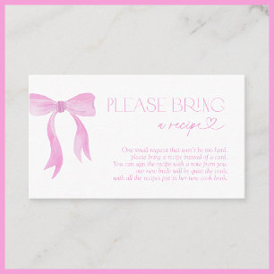 Please Bring A Recipe Pink Bow Enclosure Card