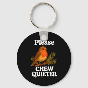 Please Chew Quieter Vintage Bird Groovy Design  Key Ring