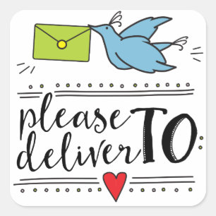 Please Deliver To Whimsical Envelope Sticker