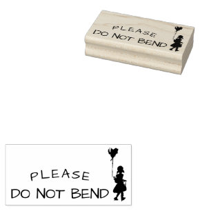 please DO NOT BEND girl with heart balloon Rubber Stamp
