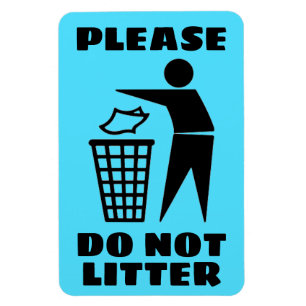 Please Do Not Litter Black and Blue Customised Magnet