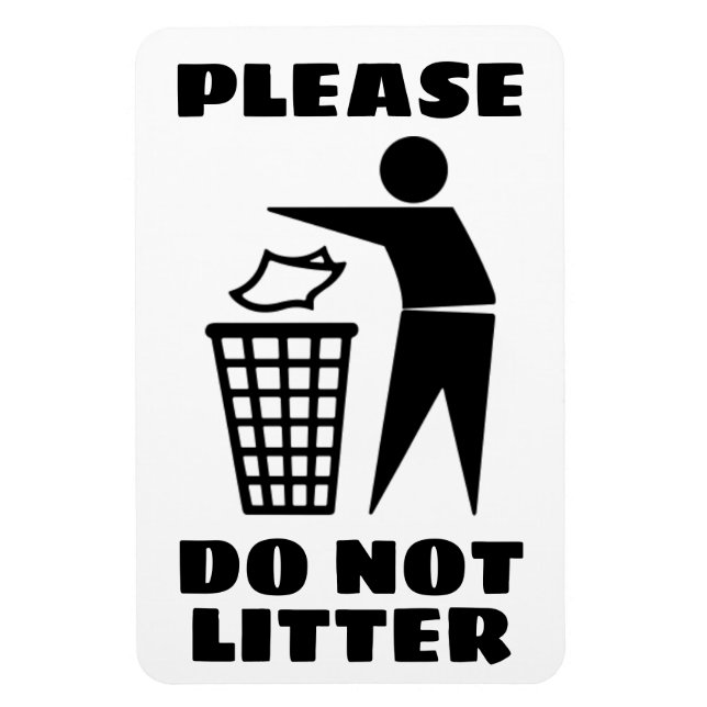 Please Do Not Litter Black and White Customised Magnet (Vertical)