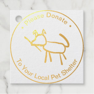Please Donate, To Your Local Shelter, Gold Favour Tags