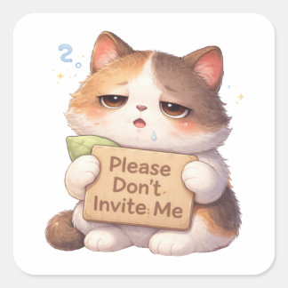 Please Don't Invite Me Cat Sticker