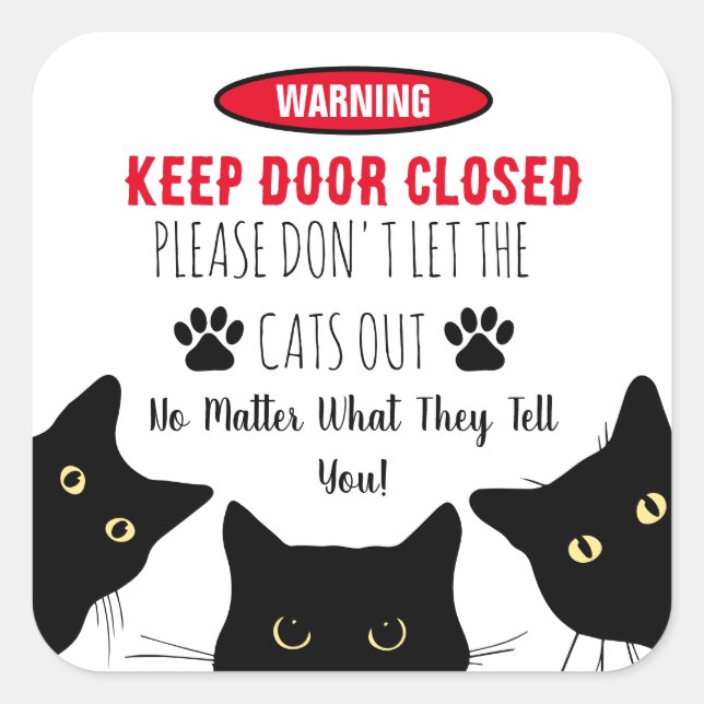 Please Don't Let The Cats Out  Funny Cat Square Sticker (Front)