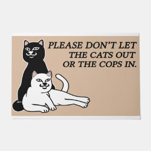 Please Don't Let The Cats Out Or The Cops In Doormat