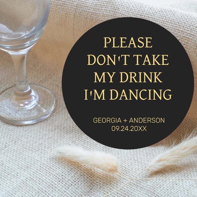 Please Dont Take My Drink Minimalist Wedding Favou Round Paper Coaster (Creator Uploaded)