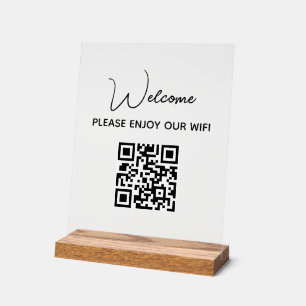 Please Enjoy Our Wifi WIFI Welcome QR Code Acrylic Sign