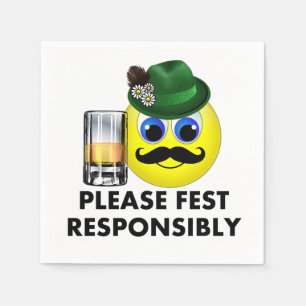 Please Fest Responsibly Oktoberfest Emoji Napkin