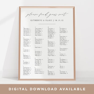 Please Find Your Seat   Alphabetical Seating Chart