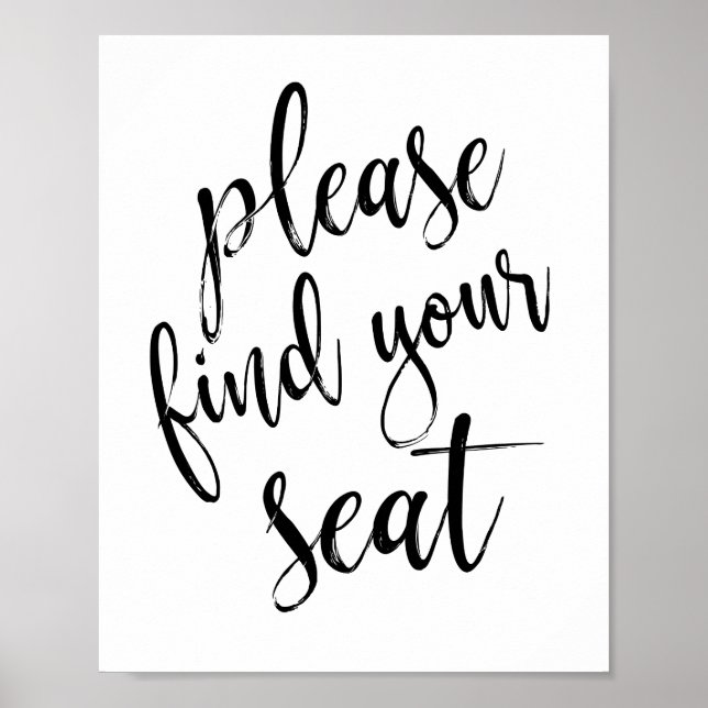 Please Find Your Seat Glitter 8x10 Wedding Sign (Front)